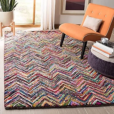 Abbildung von SAFAVIEH Traditionell Teppich für Wohnzimmer, Esszimmer, Schlafzimmer Nantucket Collection, Kurzer Flor, Multi, 152 X 244 cm