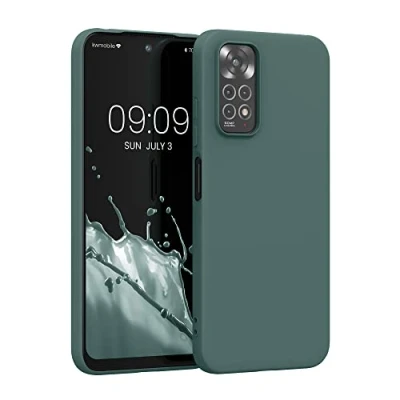 Abbildung von kwmobile Hülle kompatibel mit Xiaomi Redmi Note 11 / 11S weiches TPU Silikon Case Cover geeignet für kabelloses Laden Blaugrün