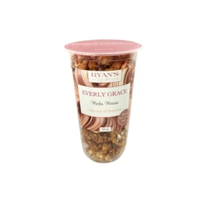 Abbildung von Everly Grace Popcorn Mocha Mousse 60 g, Gourmet Becher mit Schokoladen Espresso Überzug, Handgefertigt in Deutschland, Knuspriger Snack im praktischen Becher, Perfekt für Kaffeeliebhaber
