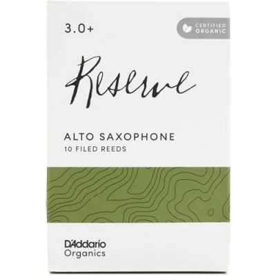 Abbildung von D&#039;Addario Organisch Reserve Alto Saxophon Stimmzungen Saxophonrohre Das erste und einzige Bio Schilfrohr 3.0+ Stärke, 10 Packung