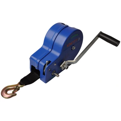 Abbildung von Handwinde gebremst KNOTT, 2 speed, 1150kg, Windengurt 7m mit Haken TrailerPlus Anhängerersatzteile
