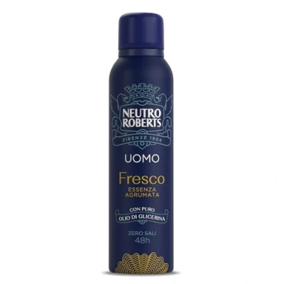Abbildung von Neutro Roberts, Deodorant Spray für Herren, Zitrusessenz, mit geruchshemmend, ohne Aluminiumsalze, keine Flecken, reinem Glycerinöl, dermatologisch getestet, 150 ml, 48h