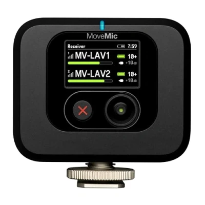 Abbildung von Shure MoveMic Empfänger Kameraempfänger als Zubehörschuh für Ansteckmikrofone, kompatibel mit den meisten DSLR Kameras und Computern, ideal mobile Content Creators (MV R Z6)