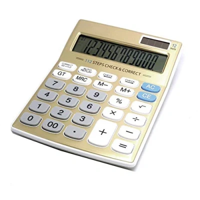 Abbildung von Meichoon Tischrechner Standardfunktion Solarbatterie Dual Power mit 12 stelligem großem LCD Display Basic Rechenmaschine für Büro/Zuhause Elegantes Design KA05