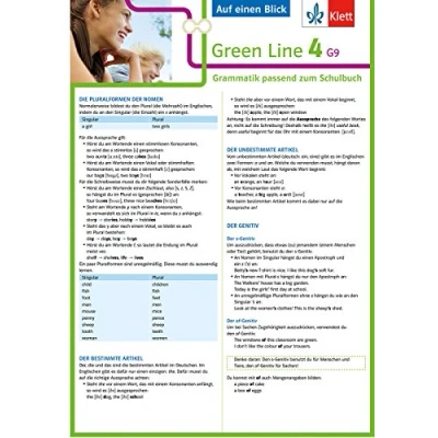 Abbildung von Klett Green Line 4 G9 Klasse 8 Auf einen Blick: Grammatik passend zum Schulbuch: Schulbuch Klappkarte (6 Seiten)