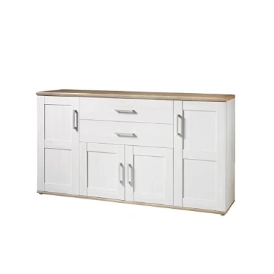 Abbildung von Stella Trading ROMANCE Sideboard in Sibiu Lärche / Eiche San Remo Optik Landhausstil Kommode mit viel Stauraum für Ihr Wohnzimmer 186 x 100 46 cm (B/H/T)