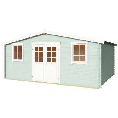 Abbildung von LASITA MAJA Gartenhaus &quot;Wels 5&quot;, Blochbohlenhaus 28mm, Fundamentmass 5100x4000, Gletschergrün