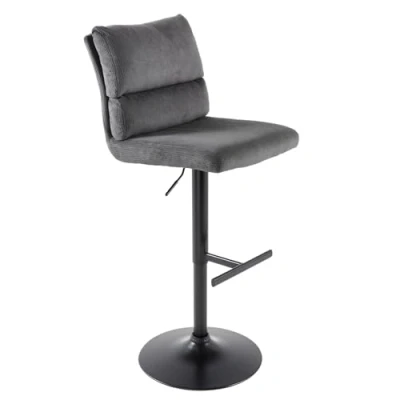 Abbildung von Riess Ambiente Höhenverstellbarer Barhocker Comfort grau Cord schwenkbar Barstuhl Fußablage verstellbar Tresenstuhl Samtstuhl Küchenstuhl