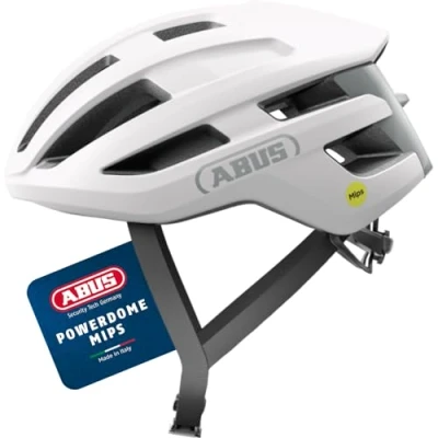 Abbildung von ABUS Rennradhelm PowerDome MIPS Leichter Fahrradhelm mit cleverem Belüftungssystem und Aufprallschutz Made in Italy für Damen Herren Polar Weiß, Größe S