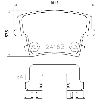 Abbildung von HELLA 8DB 355 025 051 Bremsbelagsatz mit akustischer Verschleißwarnung Zubehör DODGE: Challenger Coupe, Charger VII, VI