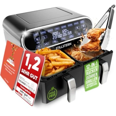 Abbildung von Stillstern Heißluftfritteuse Duo Fry 12 in 1 Heißluftfritteuse, 2400 W, Backofen, Dörrautomat, Grill, Warmhalten&amp;Auftauen