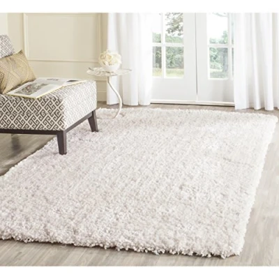 Abbildung von SAFAVIEH Zottelig Teppich für Wohnzimmer, Esszimmer, Schlafzimmer Popcorn Shag Collection, Hoher Flor, Elfenbein, 61 X 91 cm