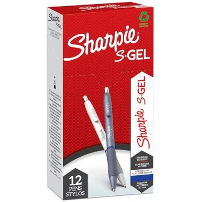 Abbildung von Sharpie S Gel Gelschreiber mittlere Spitze (0,7 mm) Schäfte in Eisblau und Perlweiß blaue Tinte 12 Stück