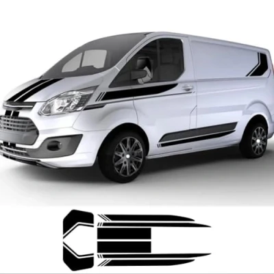 Abbildung von 2 Teile/los Autoaufkleber, Für F=ord Transit Tourneo Custom MK7 MK8 MK9 Sport STRIPE KIT Van Vinyl Aufkleber Tuning Auto Zubehör