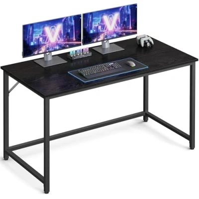 Abbildung von VASAGLE Schreibtisch, Kleiner Computertisch, Bürotisch, für Arbeitszimmer, Schlafzimmer, 60 x 120 76 cm, Industrie Design, Metallgestell, ebenholzschwarz tintenschwarz LWD039B56