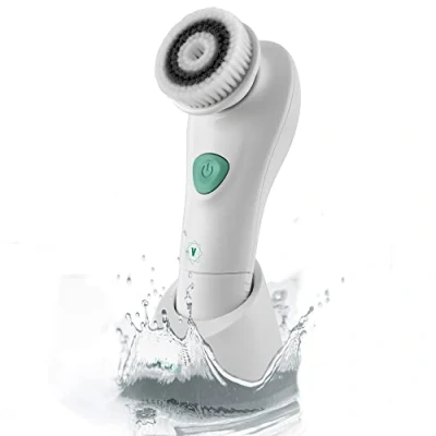 Abbildung von Venga! Elektrischer Gesichtsreiniger, Bürste mit weichen Borsten, 2 Geschwindigkeitsstufen, 6 Oszillation, IPX5 wasserdicht, Weiß/Aqua, VG FAC 3000 BU