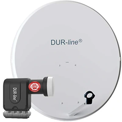 Abbildung von DUR line MDA 90 Hellgrau Digiatale 8 Teilnehmer Satellitenschüssel Komplett Anlage mit +Ultra Octo LNB [Camping, Astra 19,2, DVB S/S2, Full HD, 4K, 3D]