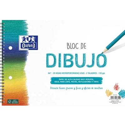 Abbildung von OXFORD Schreibblock, A4+, weicher Einband, 20 Blatt, 130 g, glatt, mit 2 Bohrungen, Spiralbindung