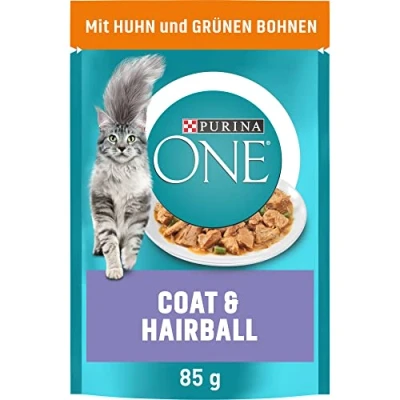 Abbildung von PURINA ONE Coat &amp; Hairball Katzenfutter nass in Sauce, mit Huhn, 26er Pack (26 x 85g)