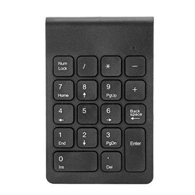 Abbildung von Drahtlose Zifferntastatur, Digital Bluetooth Numpad 18 Tasten Ergonomische Ziffernblock Tastatur mit 2,4 G USB Empfänger für Laptop/PC/Desktop(Schwarz)