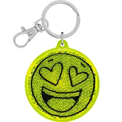 Abbildung von GRUSS &amp; CO Reflektor Motiv Smily Runder Anhänger mit Schlüsselring und Karabinerverschluss, Schlüsselanhänger auf Headercard, Reflektoranhänger Kindergeburtstag, Geschenk, Schulstart 70149