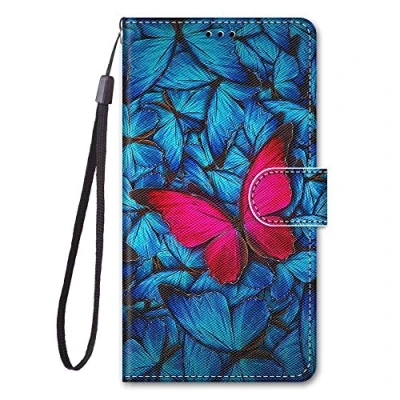 Abbildung von Nodigo für Samsung Galaxy A21s Leder Hülle Magnetisch Kickstand mit Kartenfach 360 Grad Tier Muster Motiv Lustig Design Silikon Hüllen Handyhülle Wallet Tasche Case Mädchen Damen Schmetterling