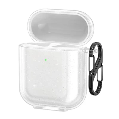 Abbildung von kwmobile Hülle kompatibel mit Apple Airpods 1 &amp; 2 Glitzer Case aus TPU Silikon Kopfhörer Schutzhülle Tasche in Transparent