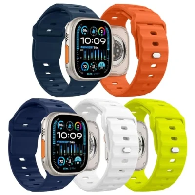 Abbildung von MoKo 5Stück Ozean Armbänder Kompatibel mit Apple Watch Ultra 2 Armband 49mm 46mm 45mm 44mm 42mm für Herren Damen,Wasserdicht Silikon Sport iWatch Serie 10 9 8 7 6 5 4 3 SE 2,Bunt A