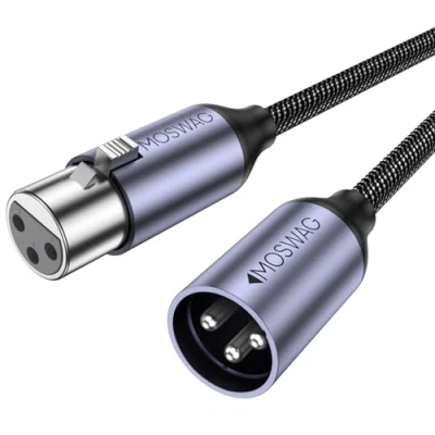 Abbildung von MOSWAG XLR Kabel, Mikrofonkabel Stecker auf Busche 3 polig Nylon Geflochten Kabel kompatibel mit Mikrofonmischer, Mikrofon, Aufnahmestudio, Behringer, Lautsprechersysteme (2M)