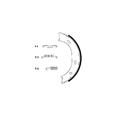 Abbildung von HELLA 8DA 355 050 291 Handbremsbeläge ohne Handbremshebel mit Zubehör MERCEDES BENZ: Sprinter 2 T Kastenwagen, G Klasse SUV, 3 Bus