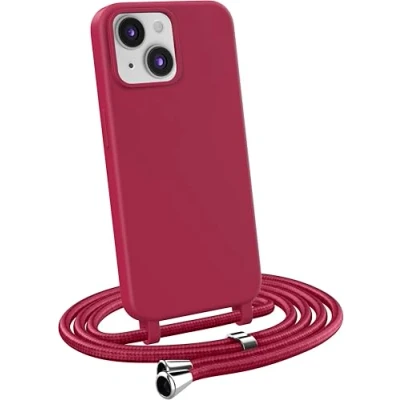 Abbildung von MyGadget Handykette für iPhone 13 Mini [ Hülle mit verstellbaren Band ] TPU Handyhülle Handyband zum Umhängen Kordel Schnur Case Schutzhülle Bordeaux