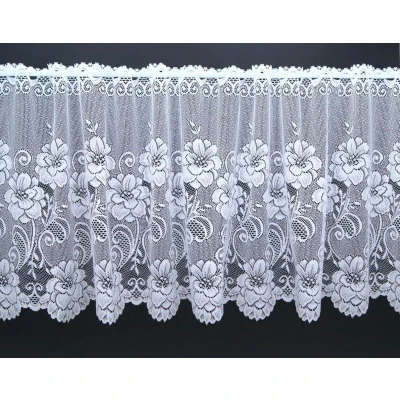 Abbildung von Scheibengardine Montello, Weckbrodt, Stangendurchzug (1 St), halbtransparent, Jacquard, Bistro, Gardine, floral, geblümt, Stangendurchzug, Bordüre, Kante