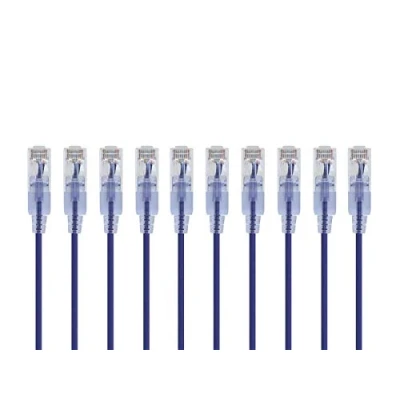 Abbildung von Monoprice Cat6A Ethernet Patchkabel Snagless RJ45, 550 MHz, 10 G, UTP, reiner blanker Kupferdraht, 30 AWG, Stück, 60 cm, Violett SlimRun Serie