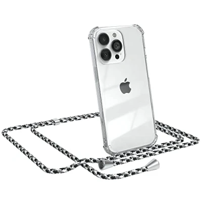 Abbildung von EAZY CASE Handykette kompatibel mit iPhone 13 Pro Handyhülle Umhängeband, Handykordel Schutzhülle, Silikonhülle, Hülle Band, Stylische Kette für Smartphone, Schwarz Camouflage
