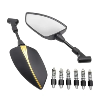 Abbildung von Motorrad Spiegel Für TRACER 900GT 700GT 700 900 GT MT09 MT07 MT 07 09 10mm Einstellbare Rückansicht Rückspiegel Seite Rückseitenspiegel(Gold)