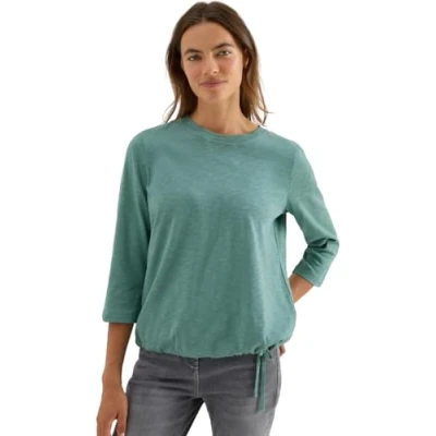 Abbildung von CECIL Damen 3227532 Slub Shirt mit Rundhals, Jewel Green, Small