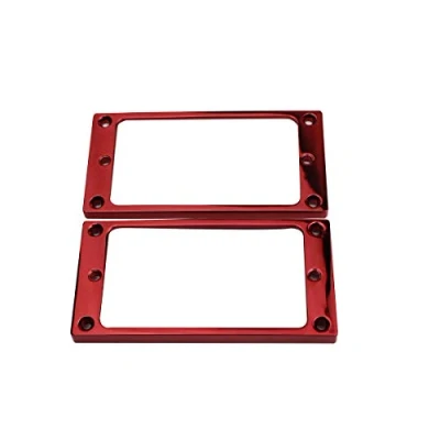 Abbildung von Guyker Flat Metal Humbucker Pickup Mounting Ring Set Bridge Neck Pickups Cover Frame Replacement Part for Electric Guitar or Precision Bass(2PCS, Rose Red)