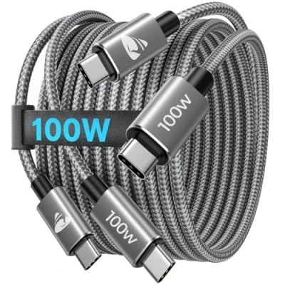 Abbildung von USB C auf Kabel [ 2Stück 2M+2M ] 100W PD Schnellladekabel Nylon Typ Ladekabel für iPhone 15 Pro Max, Samsung S24 S23 S22 S21, iPad Pro, MacBook Pro/Air, Pixel, Switch