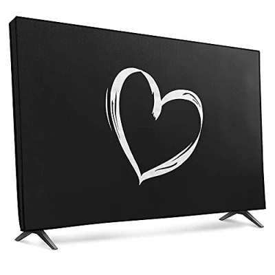 Abbildung von kwmobile 49 50&quot; TV Hülle Indoor Fernseher Bildschirmschutz Abdeckung Bildschirm Staubschutzhülle Herz Brush Weiß Schwarz