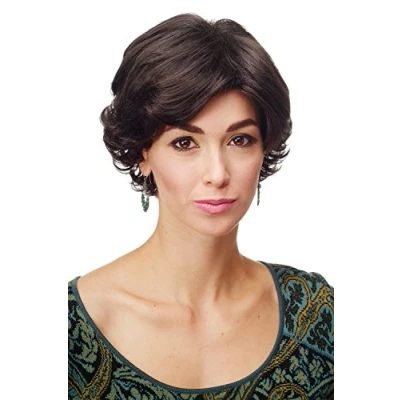 Abbildung von WIG ME UP Aufwändig gestylte Damenperücke Perücke Kurzhaar kurz Wellen Wellig Dunkelbraun Schokoladenbraun Braun Scheitel DW181 4