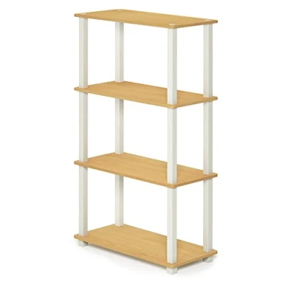 Abbildung von Furinno Turn S Tube 4 stufiges Mehrzweckregal mit Vierkantrohr, Buche/Weiß