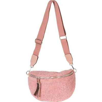 Abbildung von styleBREAKER Umhängetasche (1 tlg), Teddyfell Halbmond Crossbody Bag