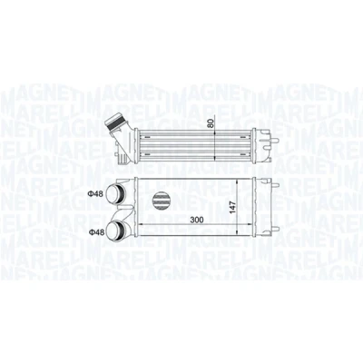 Abbildung von MAGNETI MARELLI 351319204670 Ladeluftkühler CITROËN: Berlingo II, II Kastenwagen, C4 I Grand Picasso, PEUGEOT: 308 SW, Schrägheck