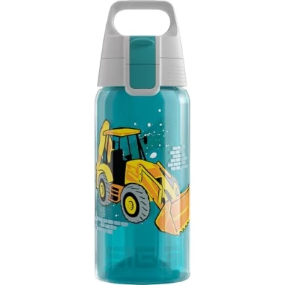 Abbildung von SIGG Trinkflasche Kinder Viva One Builder Für Kohlensäurehaltige Getränke Geeignet Auslaufsicher Spülmaschinenfest BPA frei Sport &amp; Schule Blau mit Baggerlader 0,5L