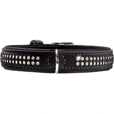 Abbildung von HUNTER SOFTIE DELUXE Hundehalsband, Kunstleder, glitzernde Strasssteine, 45 (S), schwarz