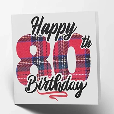Abbildung von Maturi Geburtstagskarte zum 80. Geburtstag, Schottenkaro, innen unbeschriftet