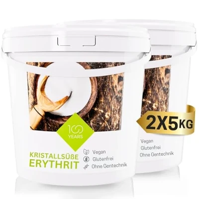 Abbildung von Erythrit 10KG im Eimer 100% kalorienfreier Zucker Erythritol natürlicher Zuckerersatz ohne Gentechnik Zahnfreundlich, leicht löslich 2x5kg