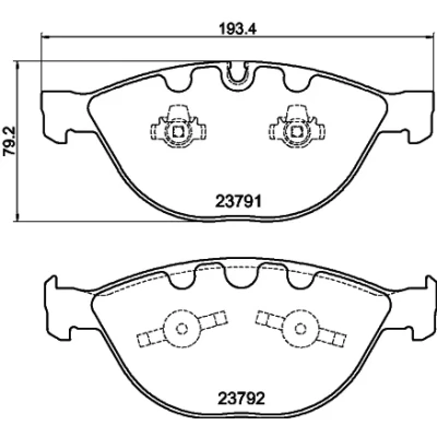 Abbildung von HELLA 8DB 355 006 551 Bremsbelagsatz für Verschleißwarnanzeiger vorbereitet BMW: 5 Limousine, Touring, 7