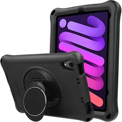 Abbildung von TECHGEAR Bumper Hülle für iPad Mini 6 2021 6. Generation (8.3 Zoll) [Kinderfreundlich] Tough Schutzhülle Silikon Soft Shell Anti Rutsch Stoßfest + Folie [Schwarz]