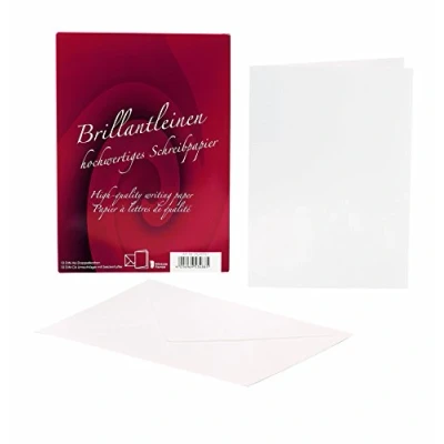 Abbildung von Rössler Papier 20241933 Brillantleinen Doppelkarten DIN A6, 10 Karten/ Hüllen, weiß